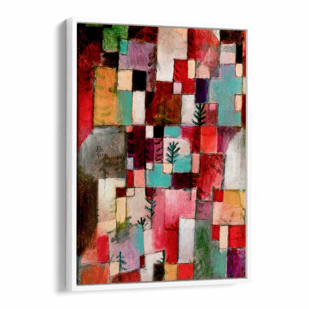 Red Green And Violet–yellow Rhythms 1920 Vintage Paintings in White Floater Frame