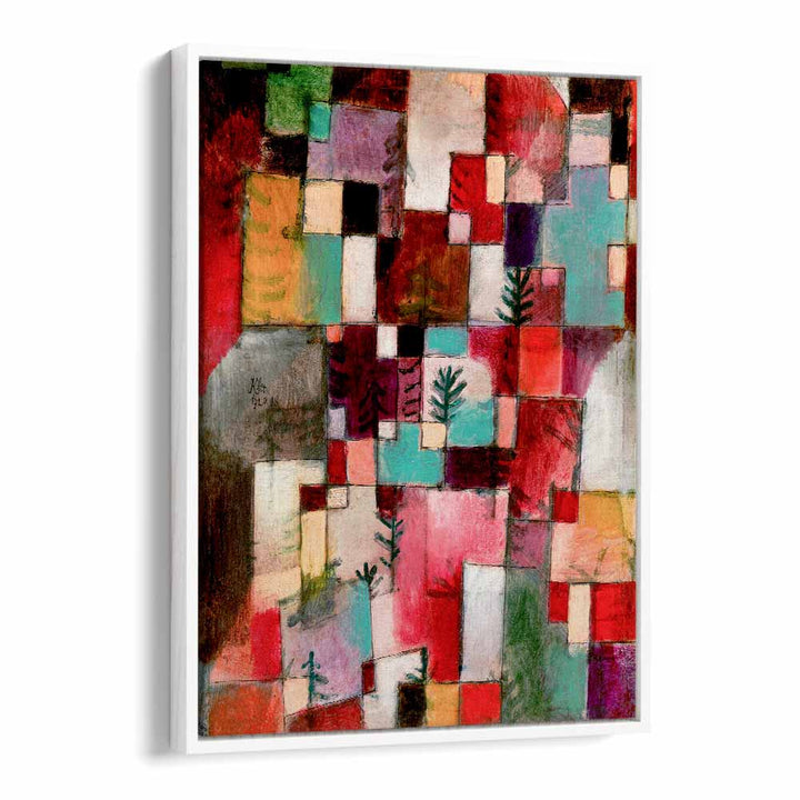 Red Green And Violet–yellow Rhythms 1920 Vintage Paintings in White Floater Frame