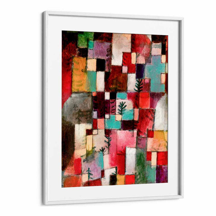 Red Green And Violet–yellow Rhythms 1920 Vintage Paintings in White Frame With Mount
