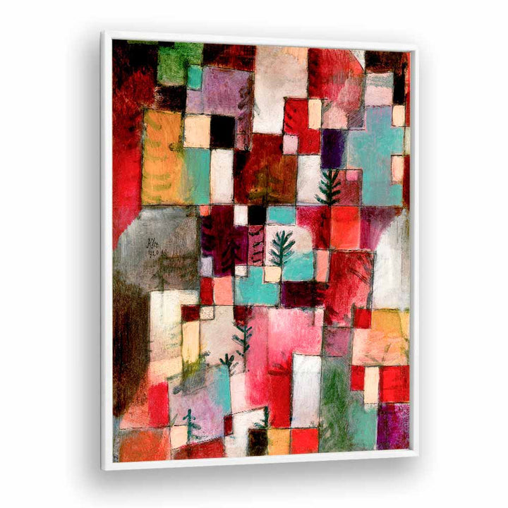 Red Green And Violet–yellow Rhythms 1920 Vintage Paintings in White Plain Frame