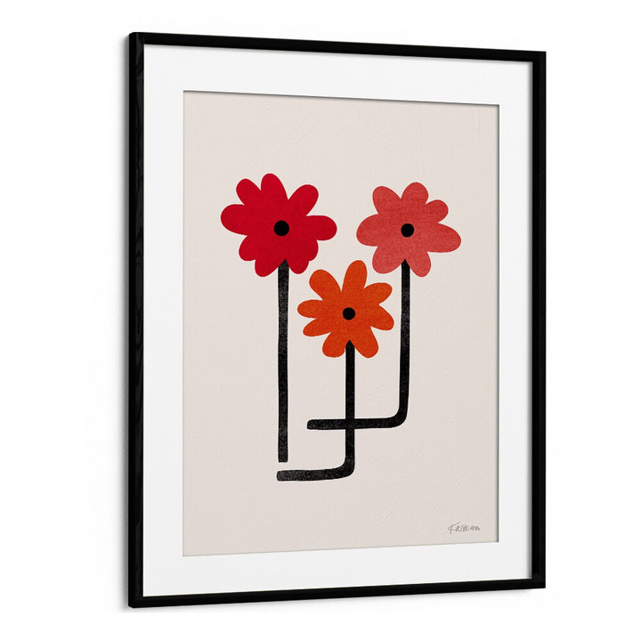 Red Hot Blooms by Kristian Gallagher Wall Art Prints in Black Frame With Mount