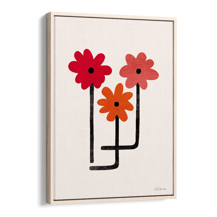 Red Hot Blooms by Kristian Gallagher Wall Art Prints in Oak Wood Floater Frame