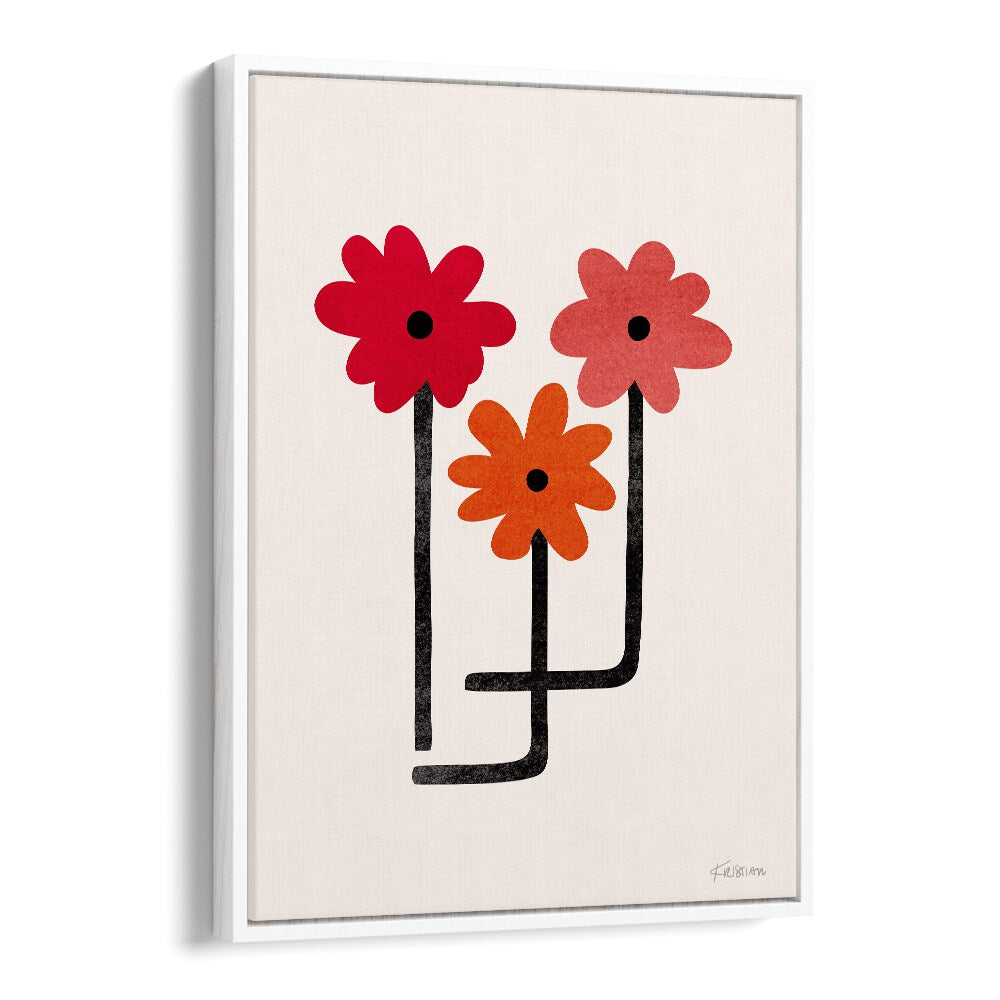 Red Hot Blooms by Kristian Gallagher Wall Art Prints in White Floater Frame