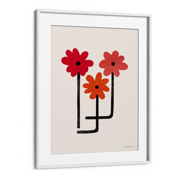 Red Hot Blooms by Kristian Gallagher Wall Art Prints in White Frame With Mount