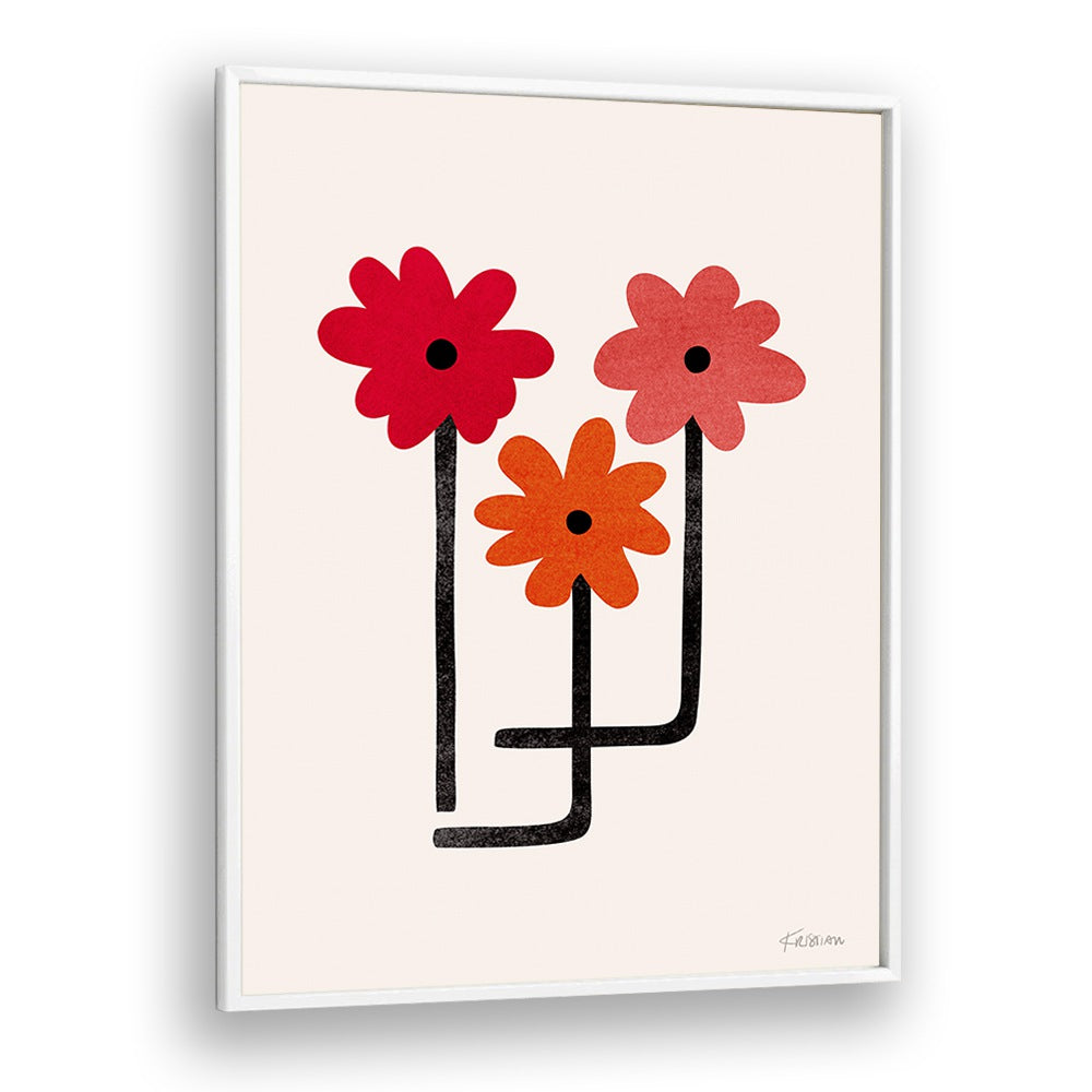 Red Hot Blooms by Kristian Gallagher Wall Art Prints in White Plain Frame