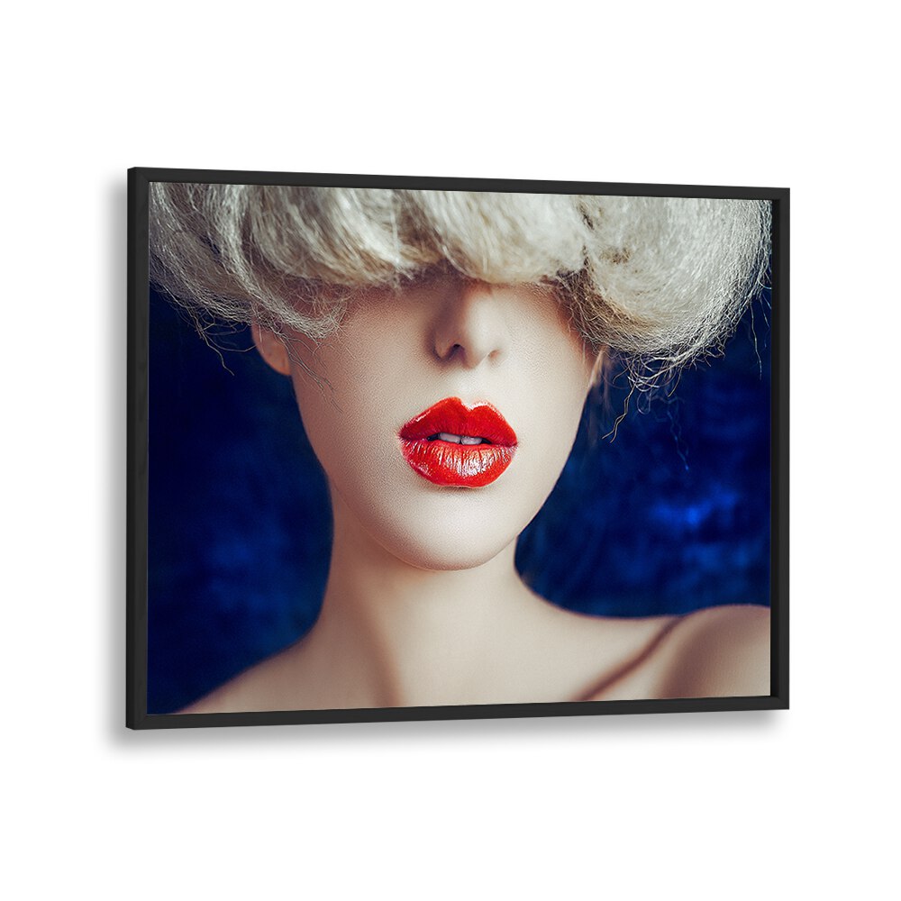 Red Lips Fine Art Photography Fashion Photography in Black Plain Frame