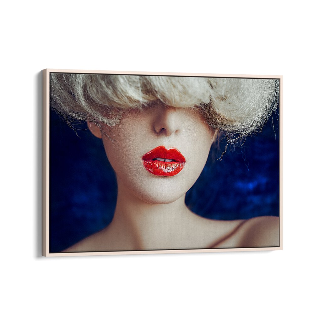 Red Lips Fine Art Photography Fashion Photography in Oak Wood Floater Frame