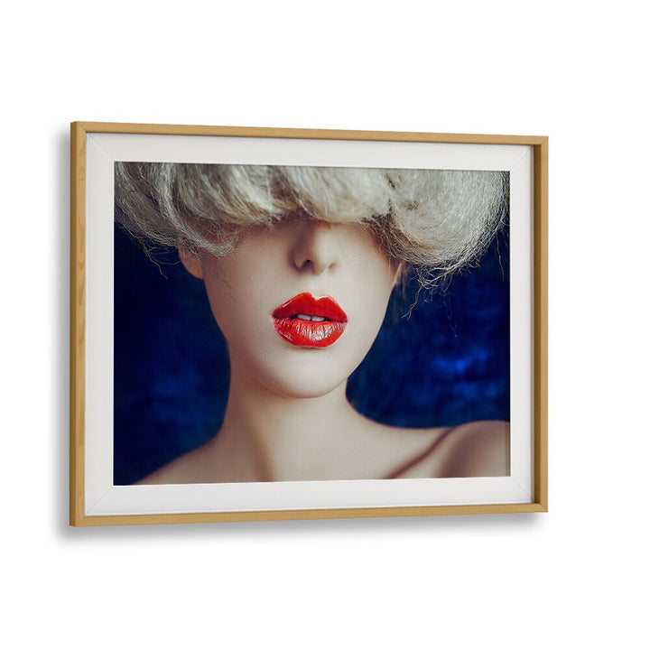 Red Lips Fine Art Photography Fashion Photography in Oak Wood Frame With Mount