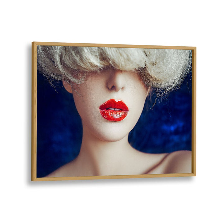 Red Lips Fine Art Photography Fashion Photography in Oak Wood Plain Frame