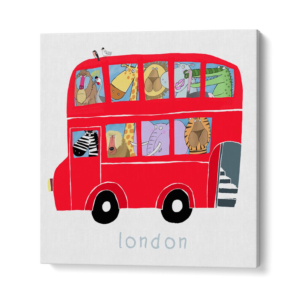 RED LONDON BUS WITH JUNGLE ANIMALS