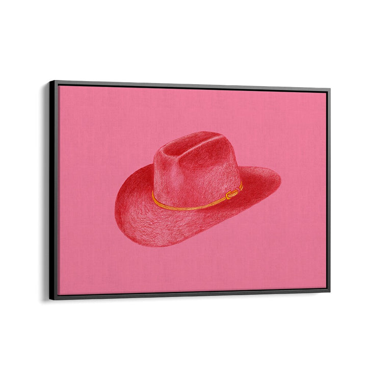 Red Stetson On Pink Fashion Paintings Fashion Posters in Black Floater Frame