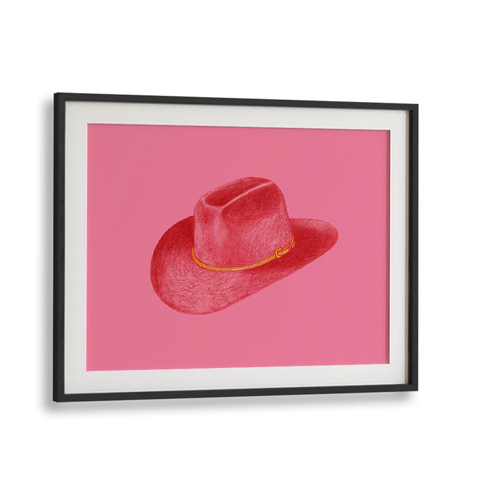 Red Stetson On Pink Fashion Paintings Fashion Posters in Black Frame With Mount