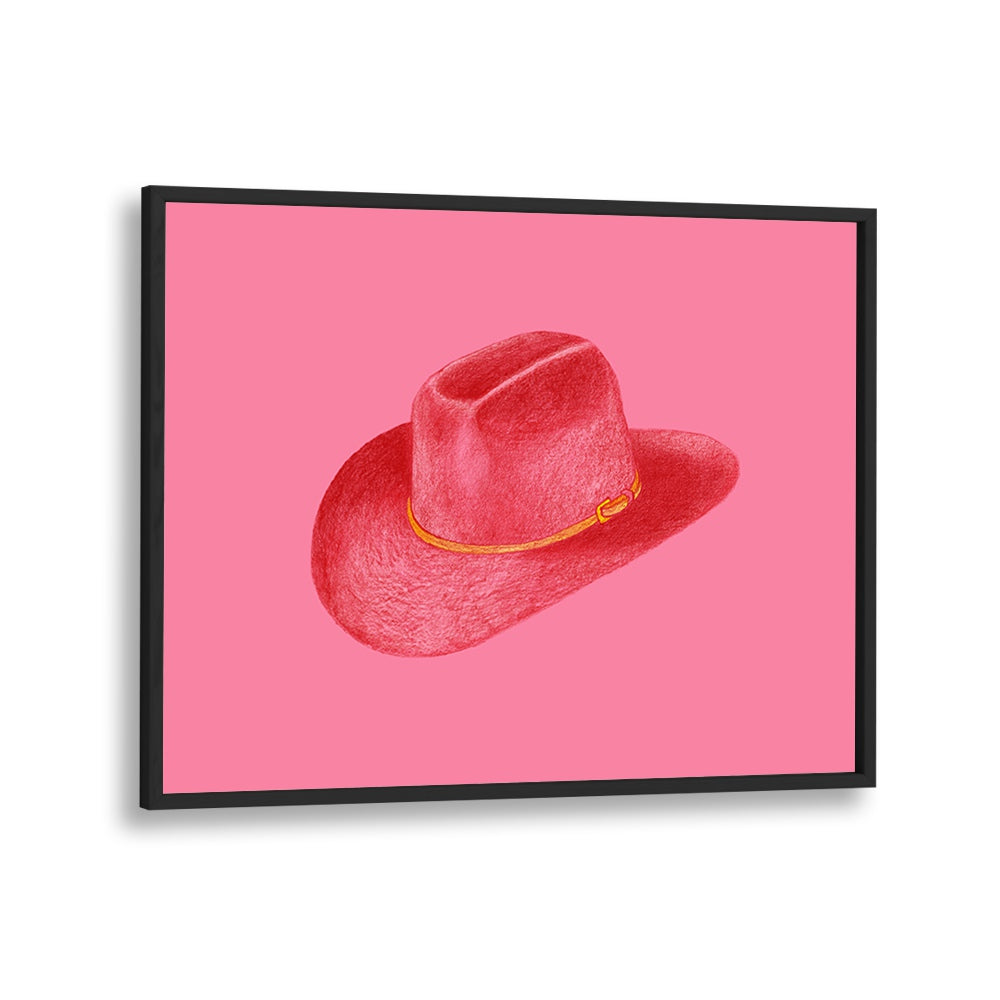 Red Stetson On Pink Fashion Paintings Fashion Posters in Black Plain Frame