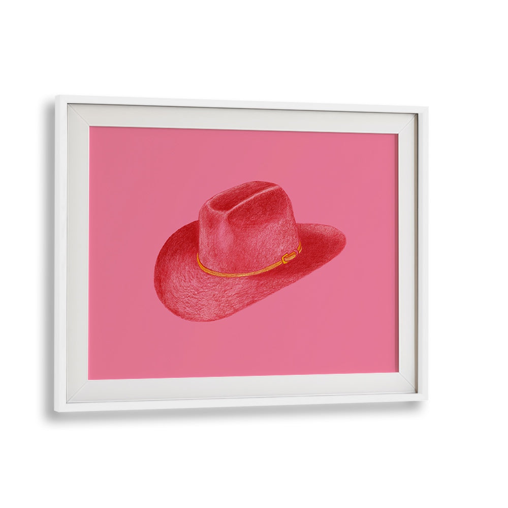 Red Stetson On Pink Fashion Paintings Fashion Posters in White Frame With Mount