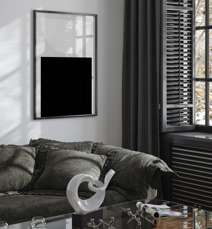 Reduction ii By Ana Rut Bre Abstract Art Abstract Wall Art in Black Plain Frame placed on a wall behind a sofa