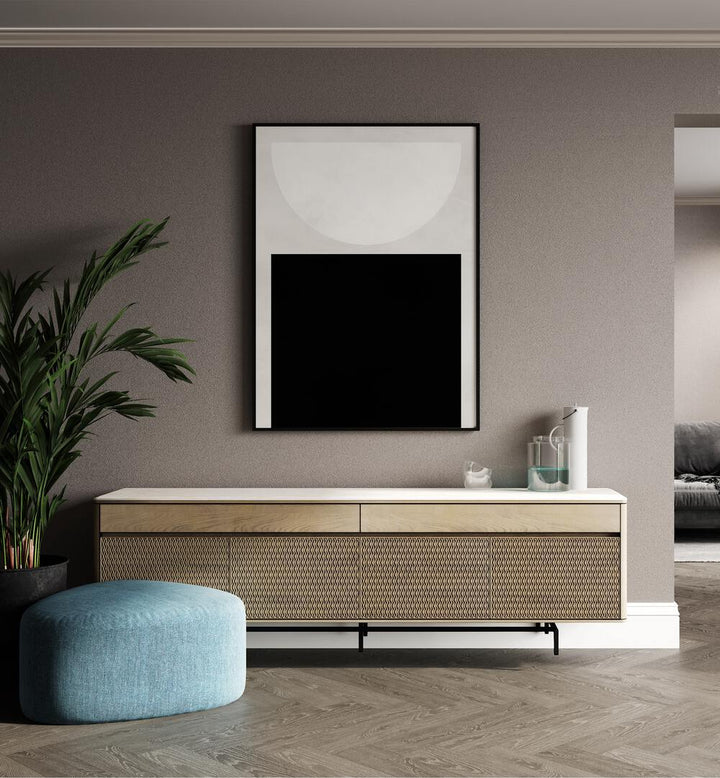 Reduction ii By Ana Rut Bre Abstract Art Abstract Wall Art in Black Plain Frame placed on a wall behind a console table