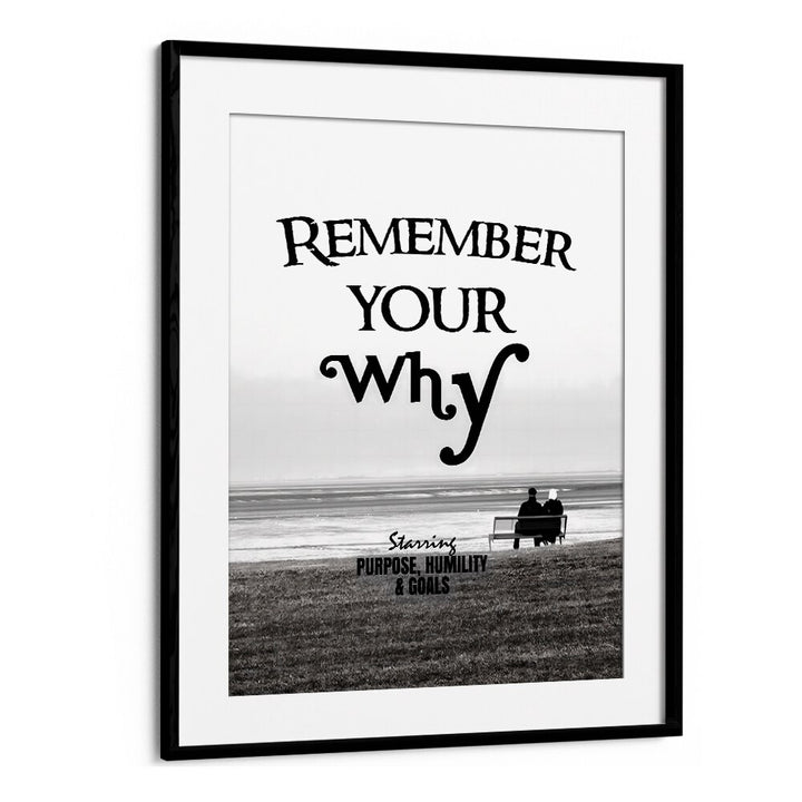 Remember Your Why Quotes And Typography Posters in Black Frame With Mount