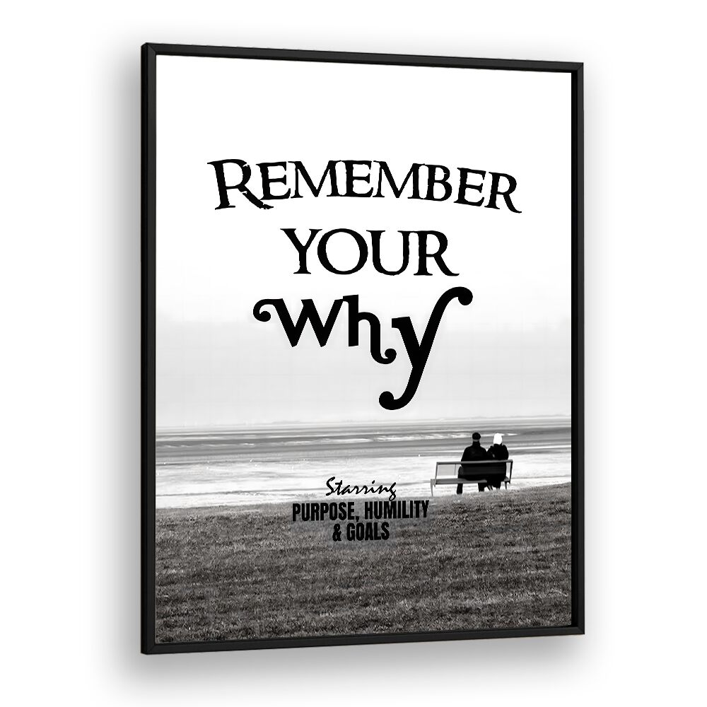 Remember Your Why Quotes And Typography Posters in Black Plain Frame