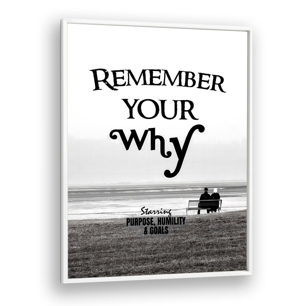 Remember Your Why Quotes And Typography Posters in White Plain Frame