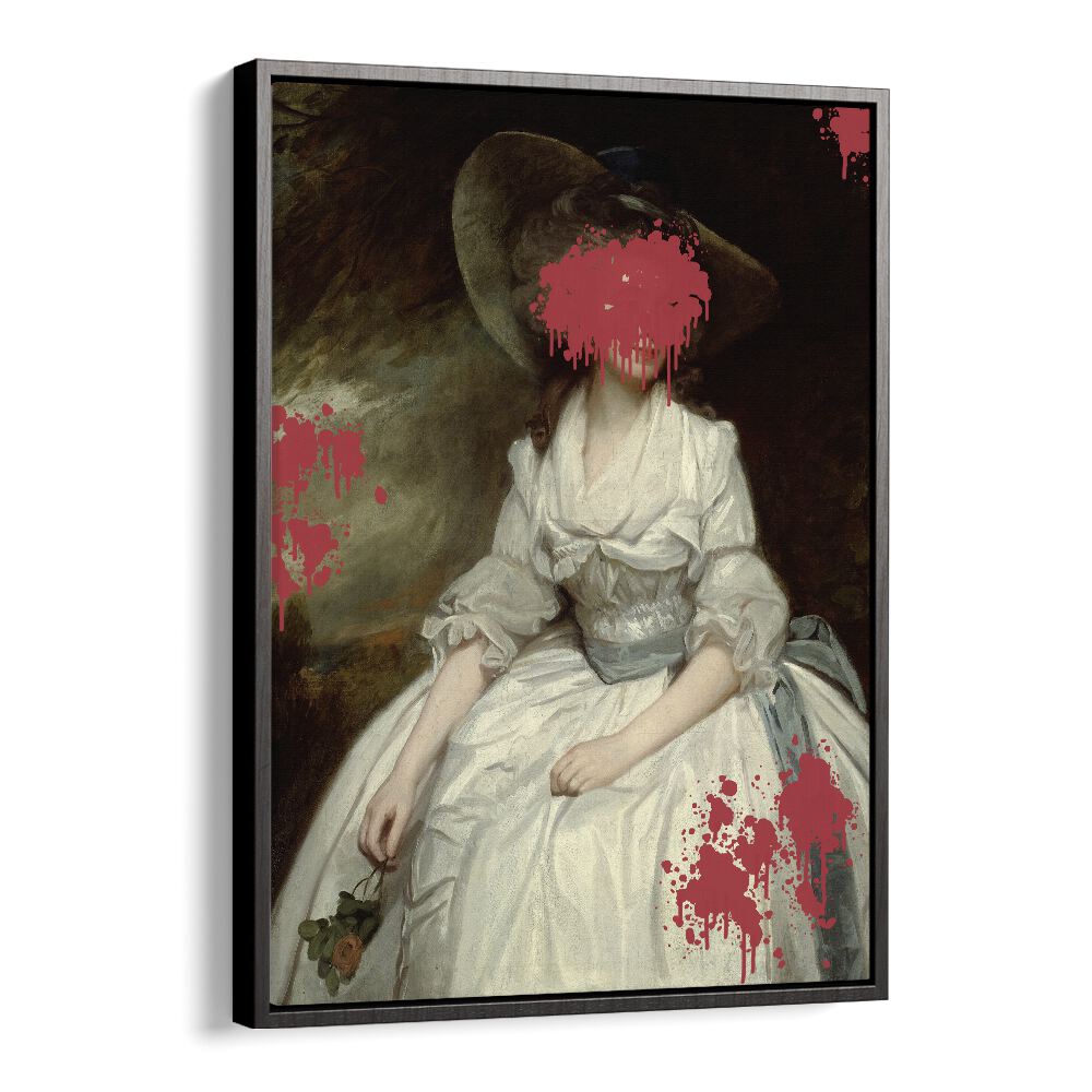 Renaissance Red Splash by the Art Concept Altered Art Prints in Black Floater Frame