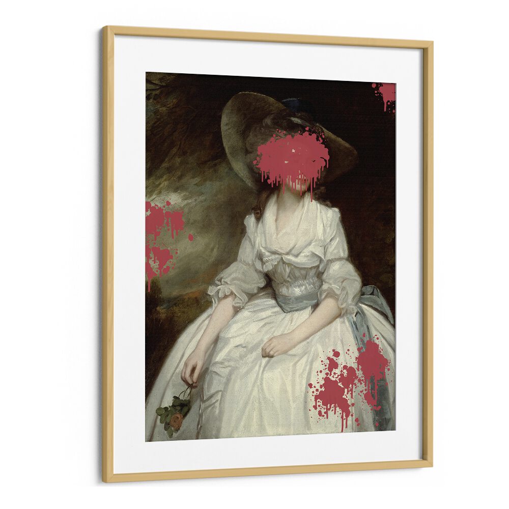 Renaissance Red Splash by the Art Concept Altered Art Prints in Oak Wood Frame With Mount