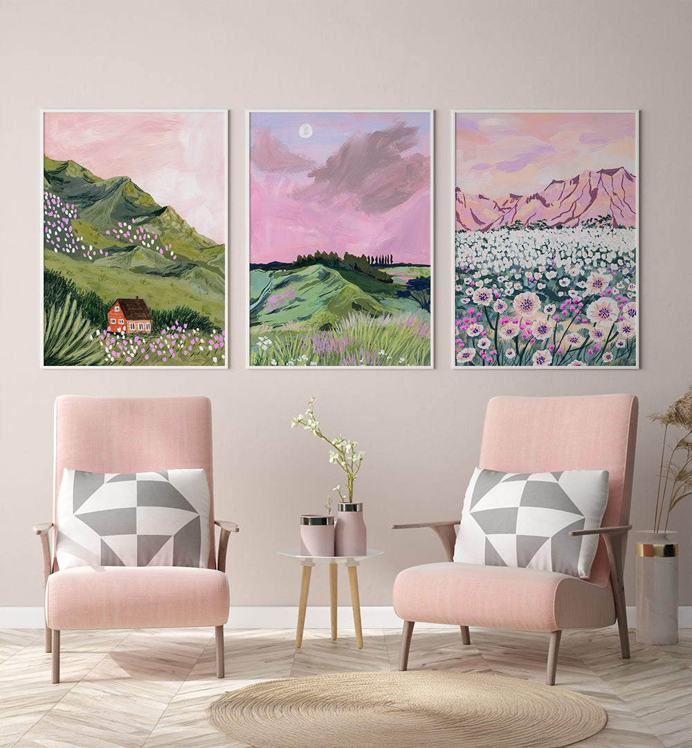 DREAMSCAPE VALLEY SET , SET OF 3 PAINTINGS