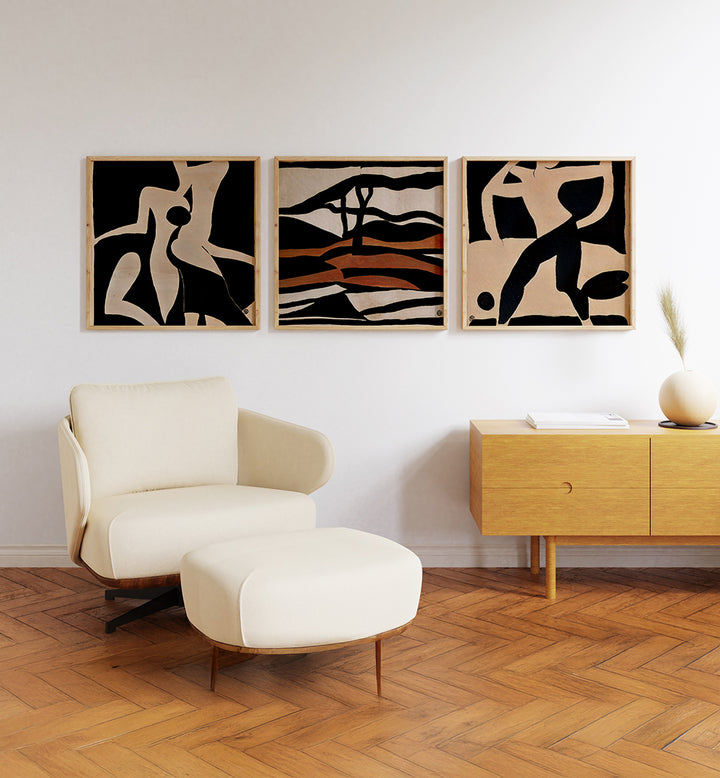 EARTHBOUND ABSTRACTS SET , SET OF 3 PAINTINGS