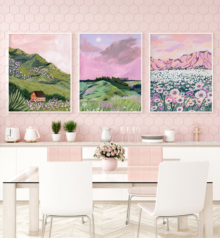 DREAMSCAPE VALLEY SET , SET OF 3 PAINTINGS