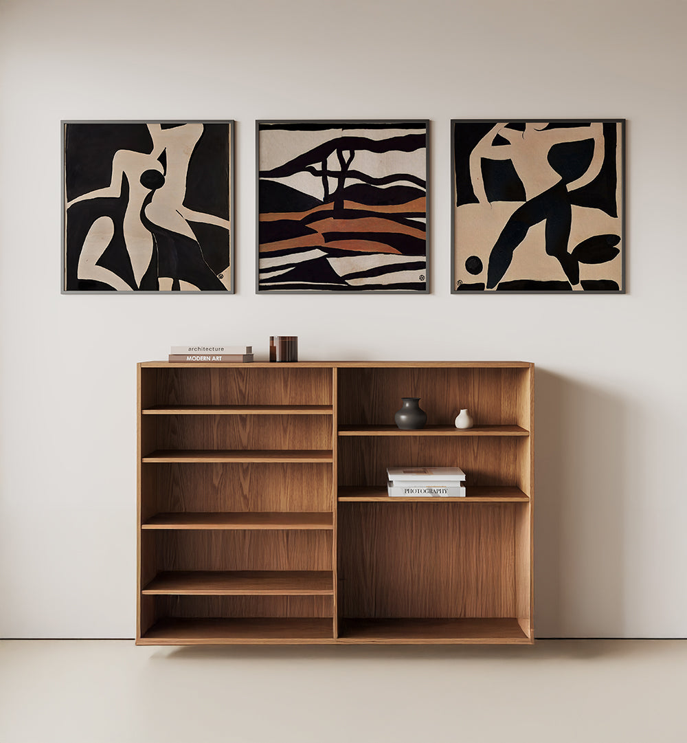 EARTHBOUND ABSTRACTS SET , SET OF 3 PAINTINGS