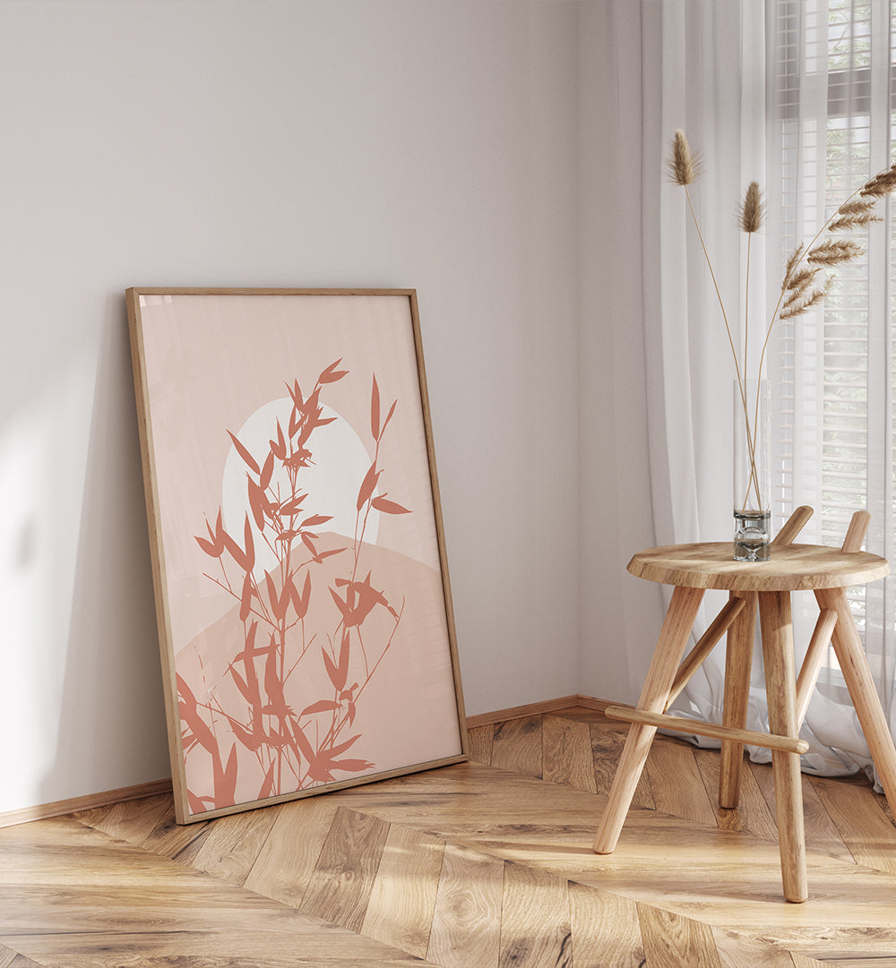 BAMBOO SILHOUETTE SUNRISE , BOHO ART PAINTINGS