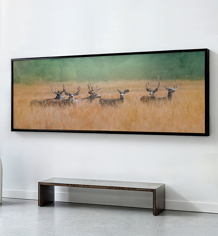DEER BY THE GOLDEN FIELD , PANORAMIC ART