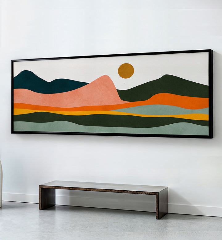 GEOMETRIC SHAPES AND EARTHY TONES , PANORAMIC ART