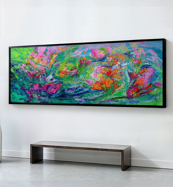 VIBRANT FLORAL LANDSCAPE , PANORAMIC ART