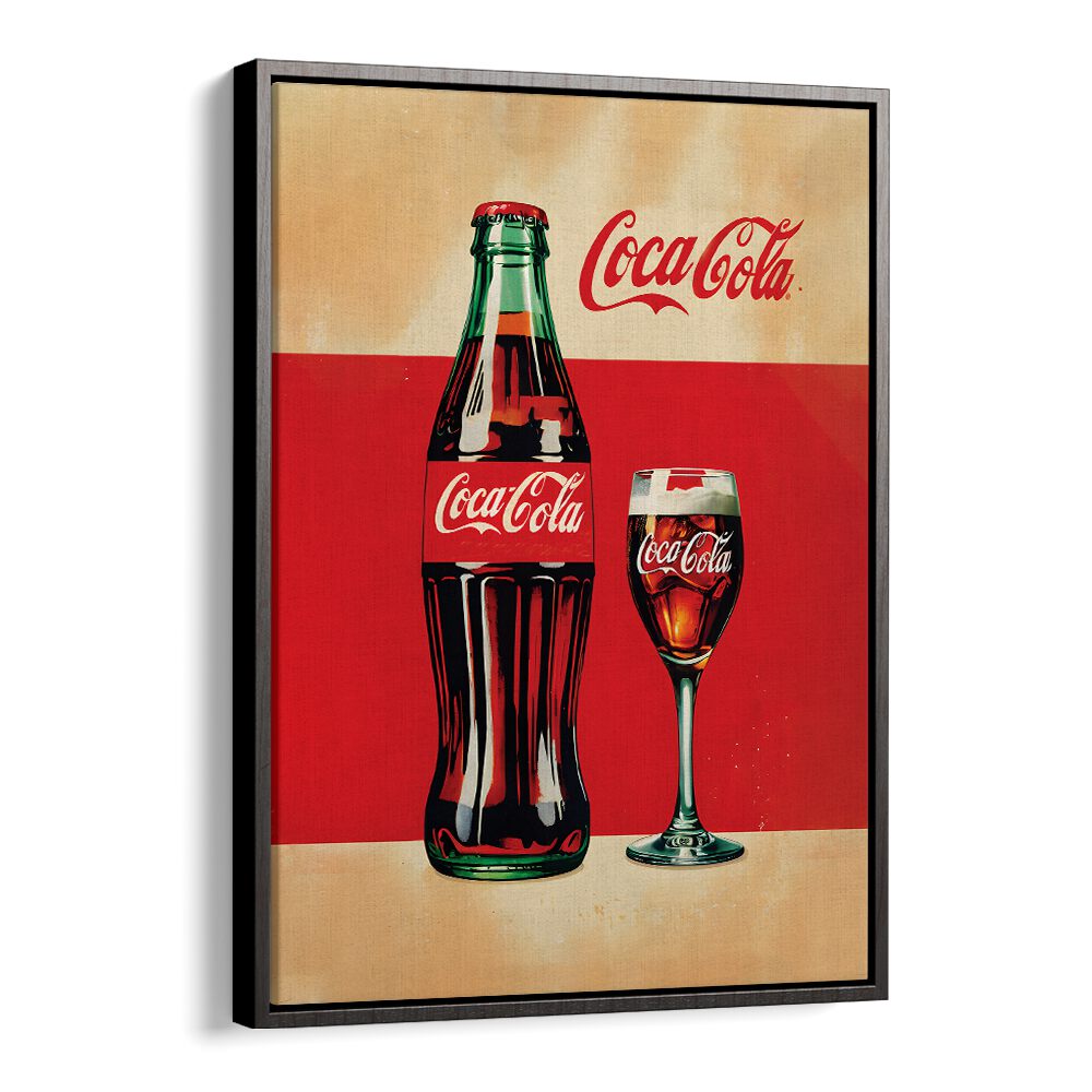 Retro Coca Cola Bottle Bar Posters Cafe Art Prints in Black Floater Frame