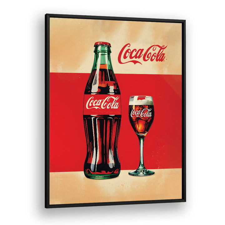 Retro Coca Cola Bottle Bar Posters Cafe Art Prints in Black Plain Frame