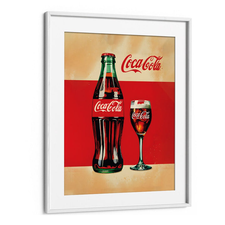 Retro Coca Cola Bottle Bar Posters Cafe Art Prints in White Frame With Mount