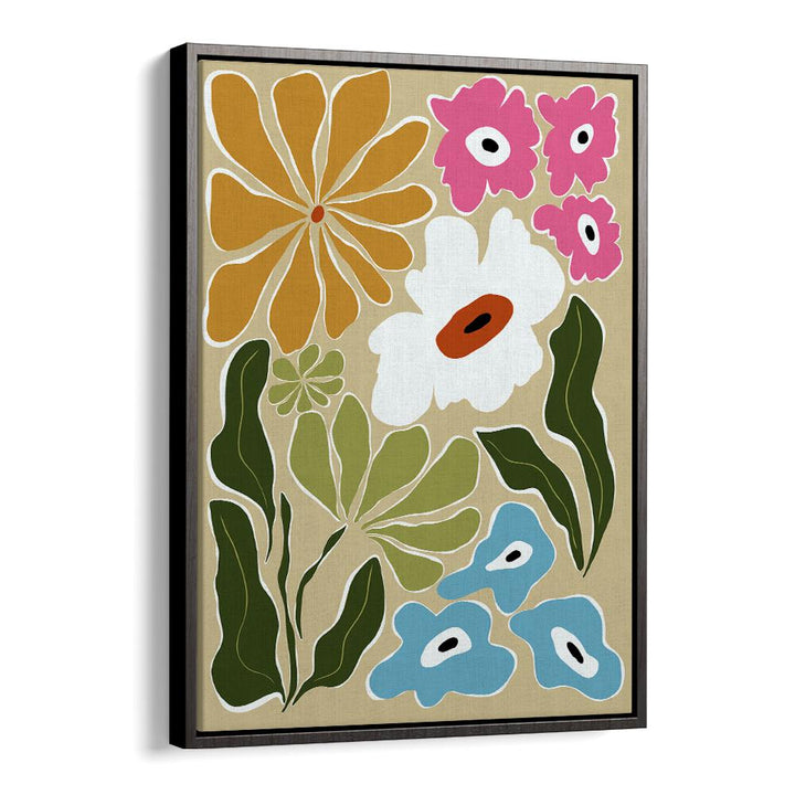 Retro Delight by Miho Art Studio Botanical Art Prints Floral Paintings in Black Floater Frame