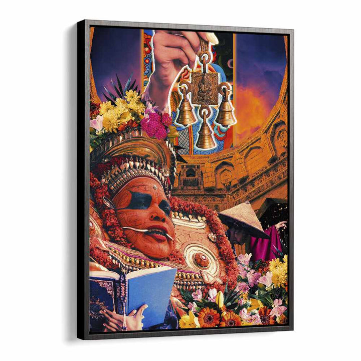 Retro Fantasy Culture Collage By Cosmo Zach Surreal Art Prints in Black Floater Frame