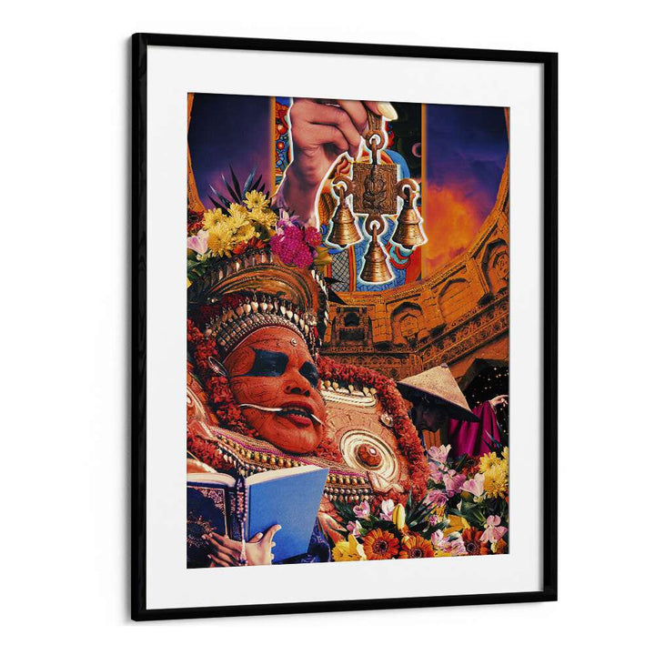 Retro Fantasy Culture Collage By Cosmo Zach Surreal Art Prints in Black Frame With Mount