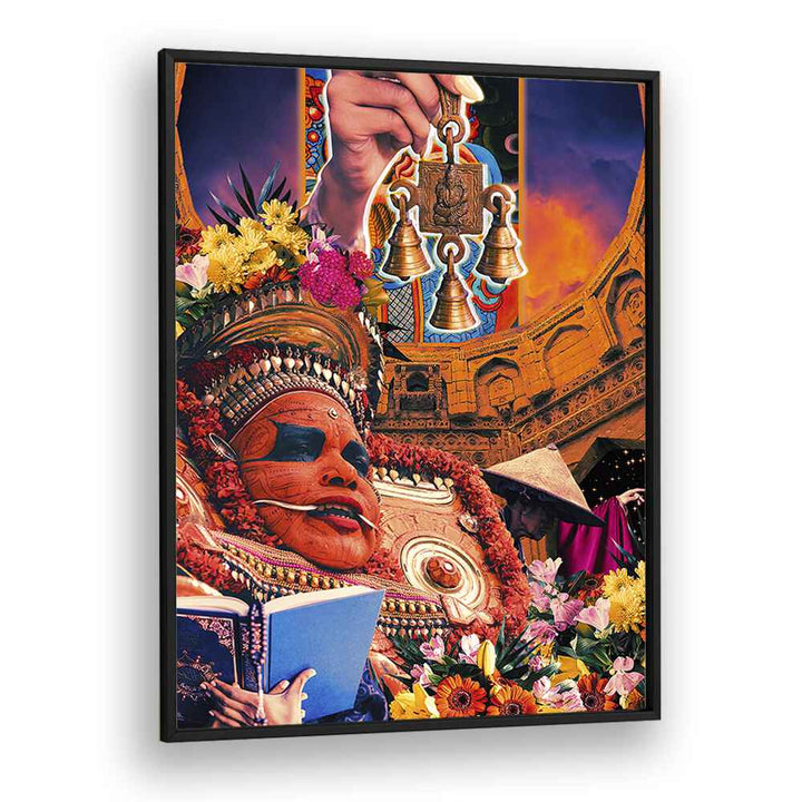 Retro Fantasy Culture Collage By Cosmo Zach Surreal Art Prints in Black Plain Frame