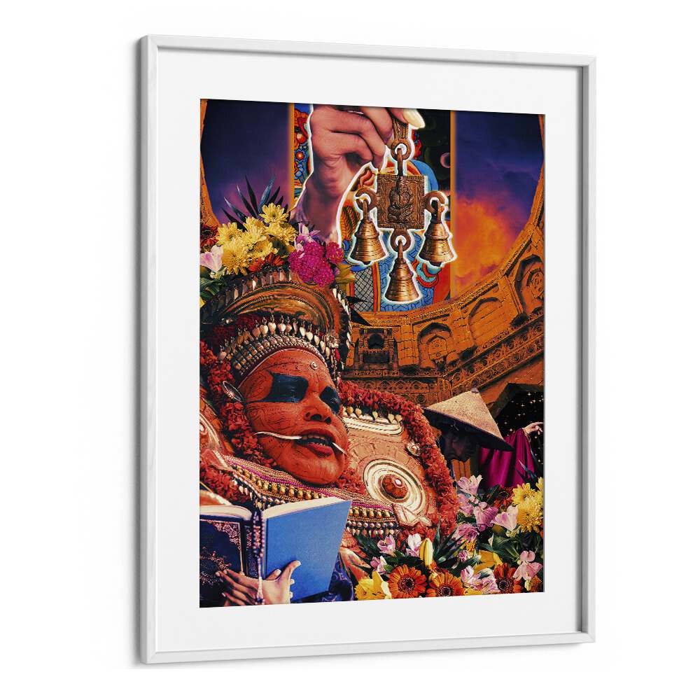 Retro Fantasy Culture Collage By Cosmo Zach Surreal Art Prints in White Frame With Mount