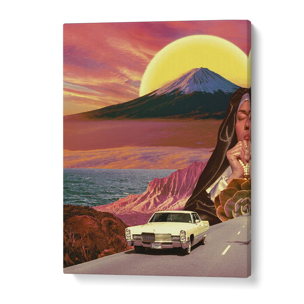 Retro Landscape Collage By Cosmo Zach Surreal Art Prints in Gallery Wrap