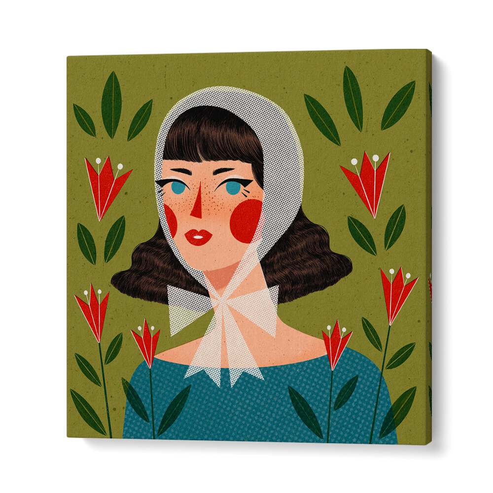 Retro Portrait By Julia Leister Women Illustration Paintings in Gallery Wrap