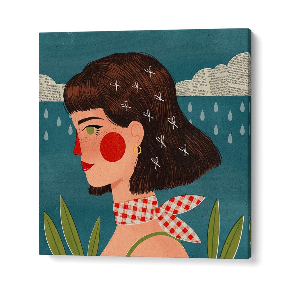 Retro Side Portrait By Julia Leister Women Illustration Paintings in Gallery Wrap