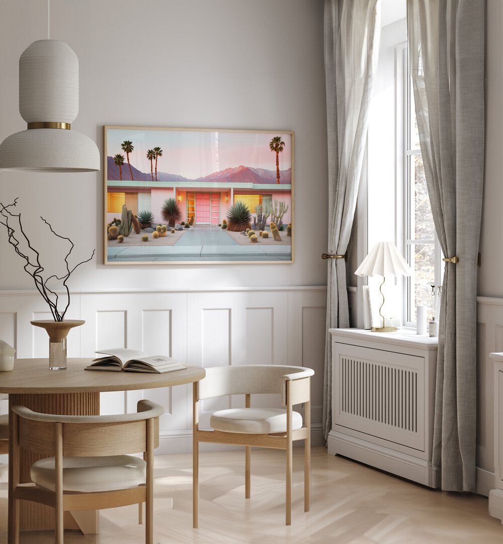 Retro Palm Springs, Beach Paintings showcase vibrant nostalgia and charm in a stylish modern setting by Philippe Hugonnard.