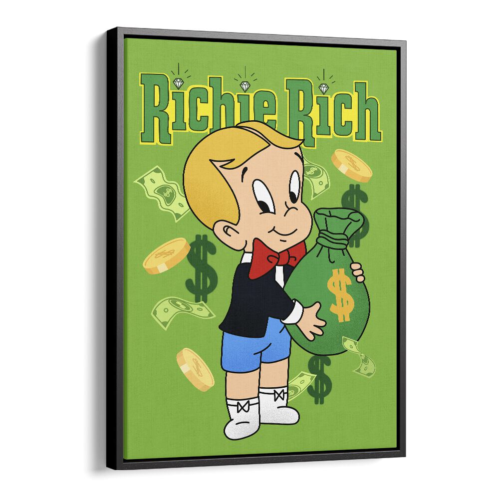 Riche Rich Comic Wall Art Comic Posters in Black Floater Frame