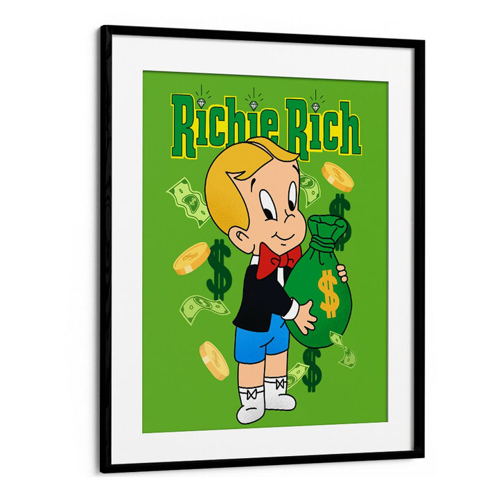 Riche Rich Comic Wall Art Comic Posters in Black Frame With Mount