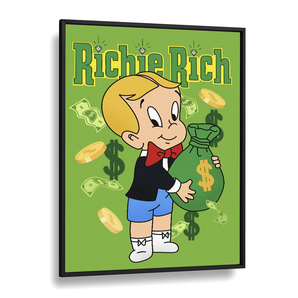 Riche Rich Comic Wall Art Comic Posters in Black Plain Frame