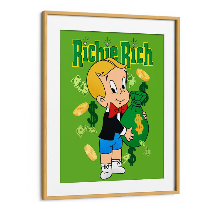 Riche Rich Comic Wall Art Comic Posters in Oak Wood Frame With Mount