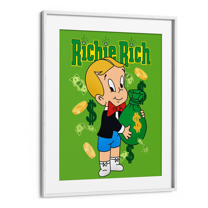 Riche Rich Comic Wall Art Comic Posters in White Frame With Mount